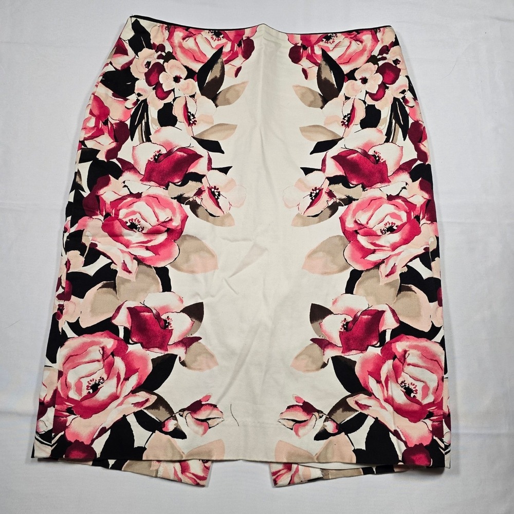 White House Black Market coquette Floral Pencil Skirt Size 2 Womens Cottagecore